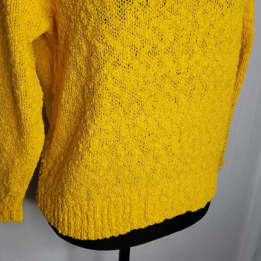 Vintage YarnWorks Womens Bubble Knit Sweater Size L Yellow 90s Preppy Classic